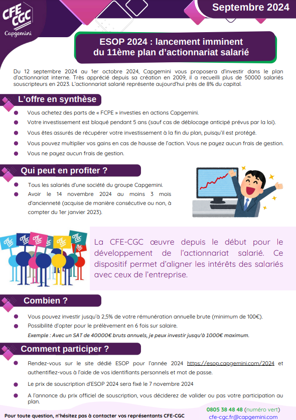 La CFE-CGC œuvre depuis le début pour le développement de l’actionnariat salarié. Ce dispositif permet d’aligner les intérêts des salariés avec ceux de l’entreprise.