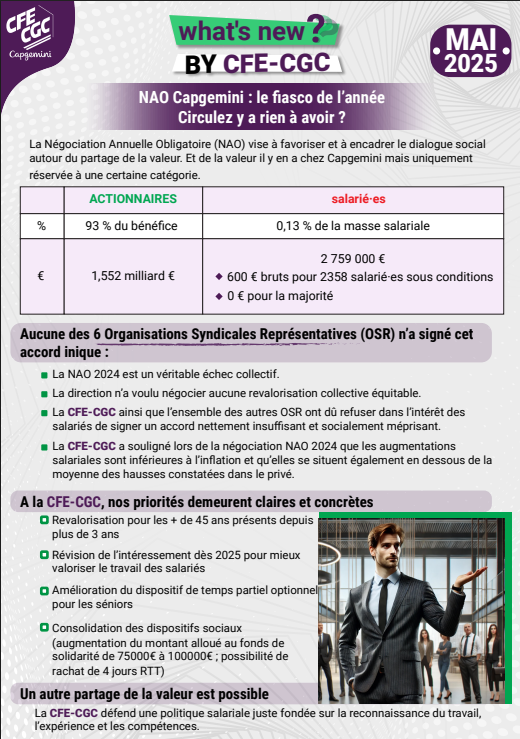 Négociation Annuelle Obligatoire (NAO) : aucune des 6 Organisations Syndicales Représentatives (OSR) n’a signé l'accord nettement insuffisant et socialement méprisant de la direction.