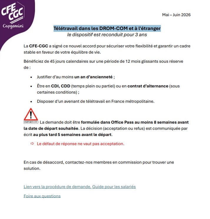 La CFE-CGC a signé ce nouvel accord pour sécuriser votre flexibilité et garantir un cadre stable en faveur de votre équilibre de vie