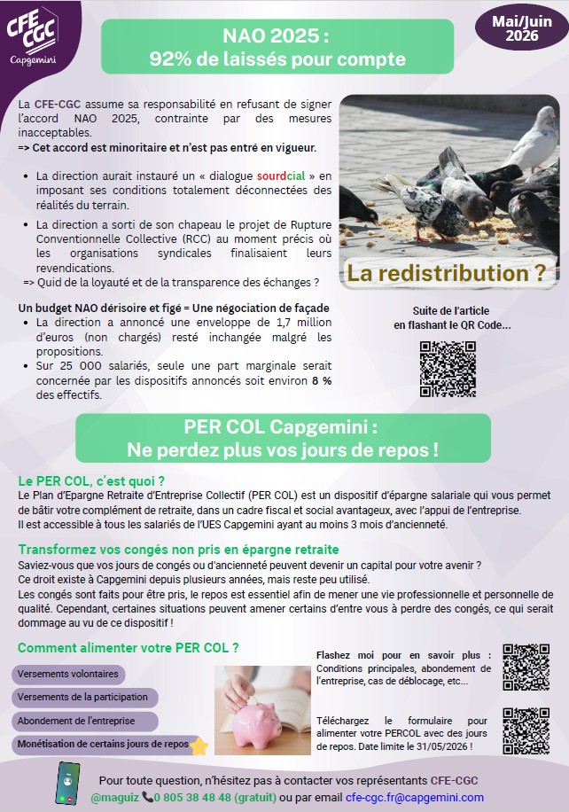 La CFE-CGC assume sa responsabilité en refusant de signer l’accord NAO 2025, contrainte par des mesures inacceptables.